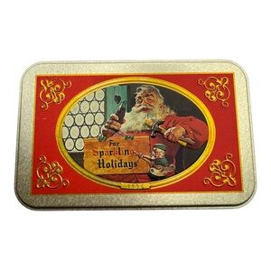 Coca-Cola Nostalgia Playing Cards Tin Set 2 Decks‎ Santa Sparkling Holidays